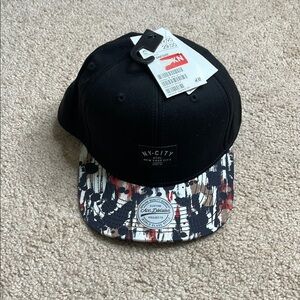 H&M Black and Red Snapback Hat with Two-Tone Design